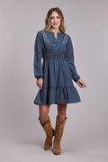 Roper 3249 Long Sleeve (Blue) - Women's Denim Dress