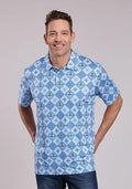 Roper 3017 Retro Diamonds (Blue) - Men's Short Sleeve Shirt