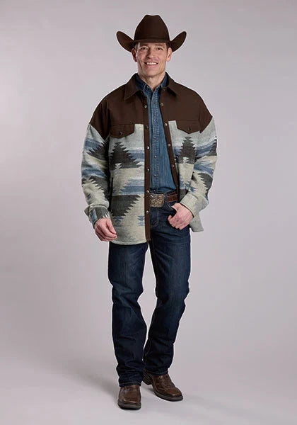 Roper 3342 Aztec (Brown) - Men's Fleece Shirt Jacket