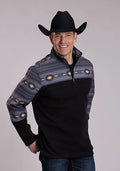 Roper 3324 Pieced Fleece (Black) - Men's Quarter Zip Sweater