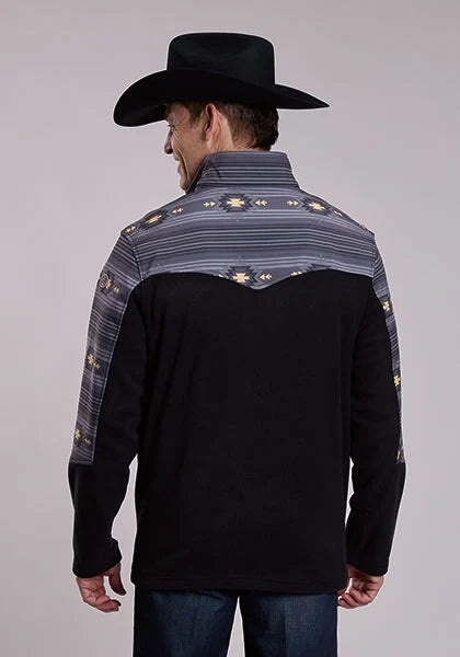 Roper 3324 Pieced Fleece (Black) - Men's Quarter Zip Sweater
