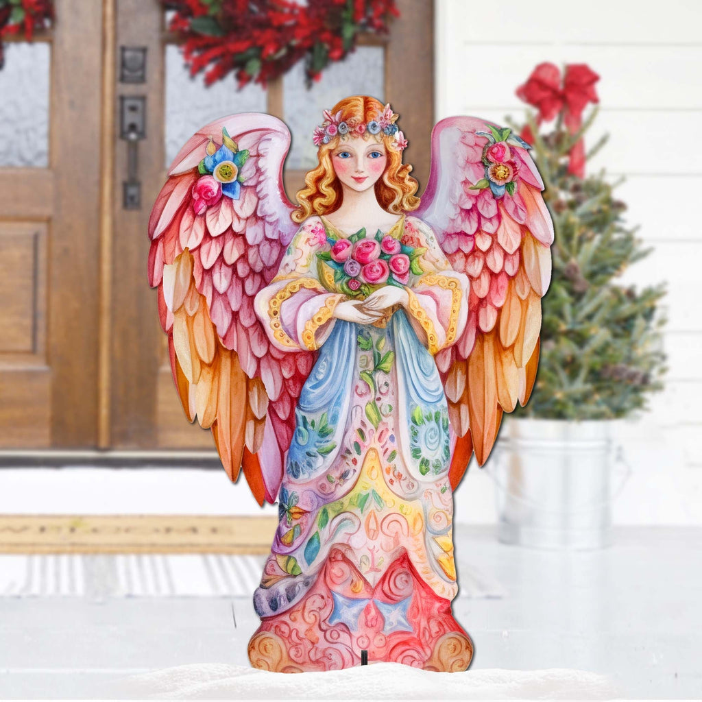 Pink Floral Angel Outdoor Decor by G. Debrekht - Nativity Holiday Decor - 8611023F