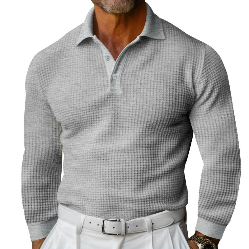 Men's Lapel Button Long Sleeve Casual Shirt