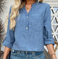 Women’s V-Neck Blouse with Pockets – Classic Everyday Top