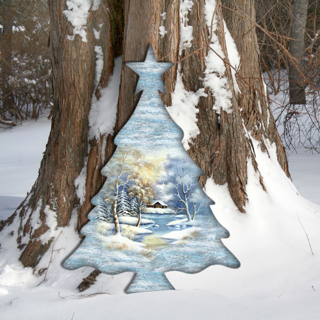 Winter Tree Wildlife Door Decor - G. DeBrekht - Wildlife Holiday Decor - 8198812H