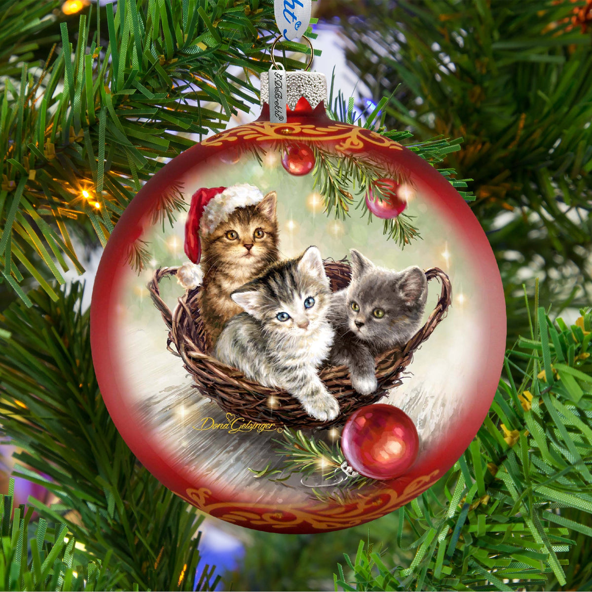 Christmas Kittens Glass Ornament by D. Gelsinger - Christmas Décor - 71101-1607
