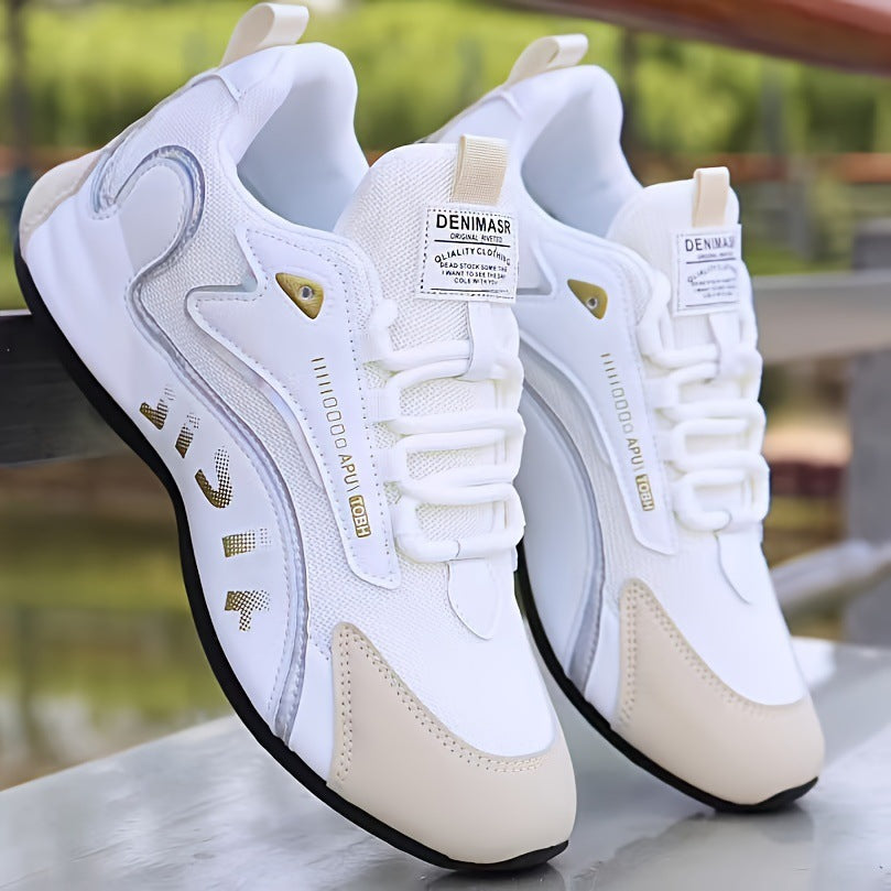 Men's Colorblock Low-Top Dad Sneakers – Breathable Lace-Up Running Shoes