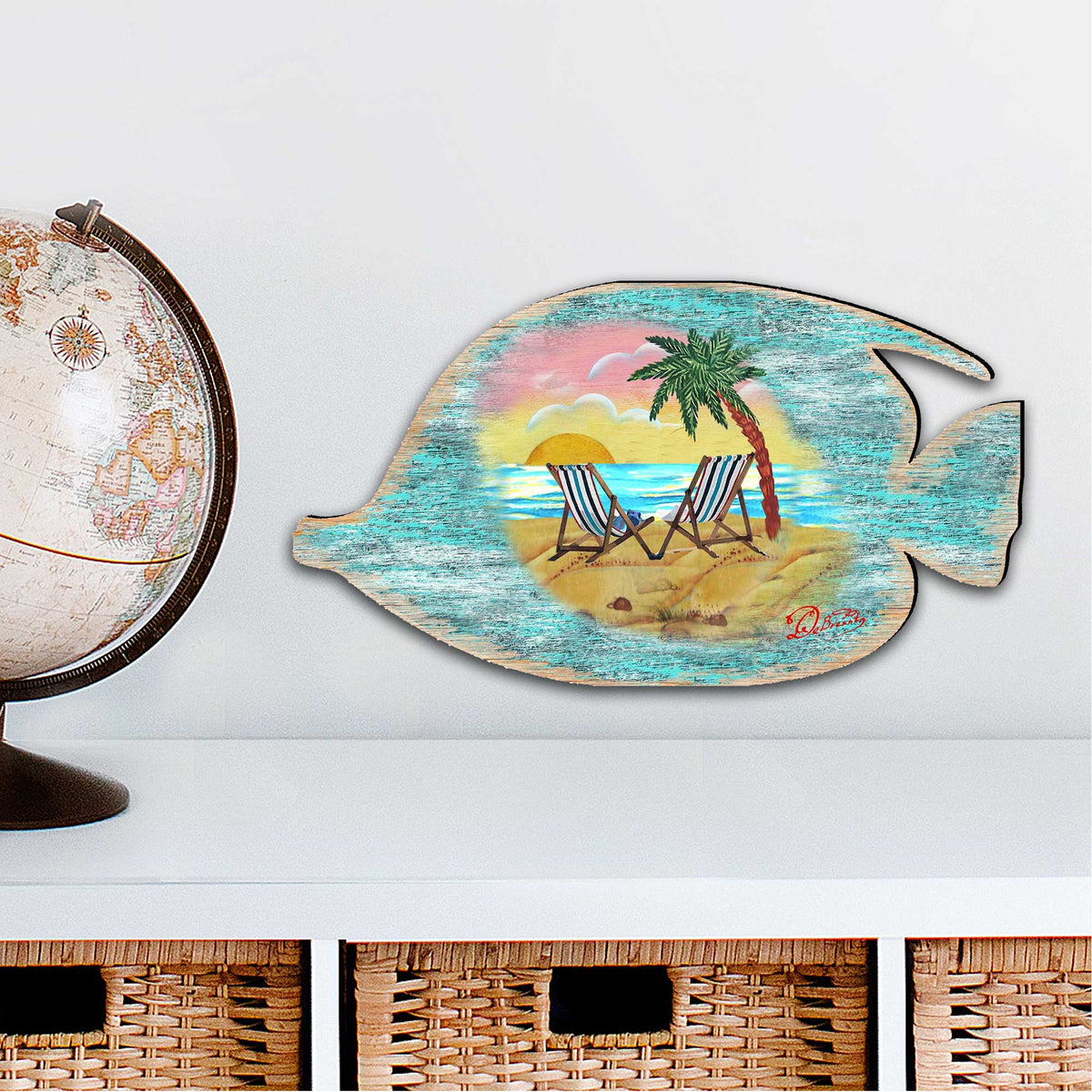 Fish Coastal Door Decor by G. DeBrekht - Coastal Holiday Decor - 8198527H