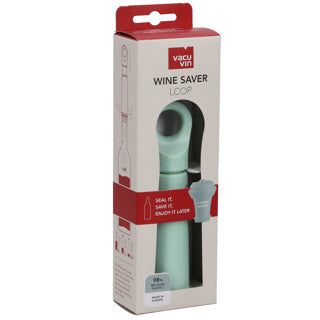 Vacu fin wine pump loop – wine pump with stopper – vacuum storage system – jade color – keeps opened wine fresh for up to 10 days