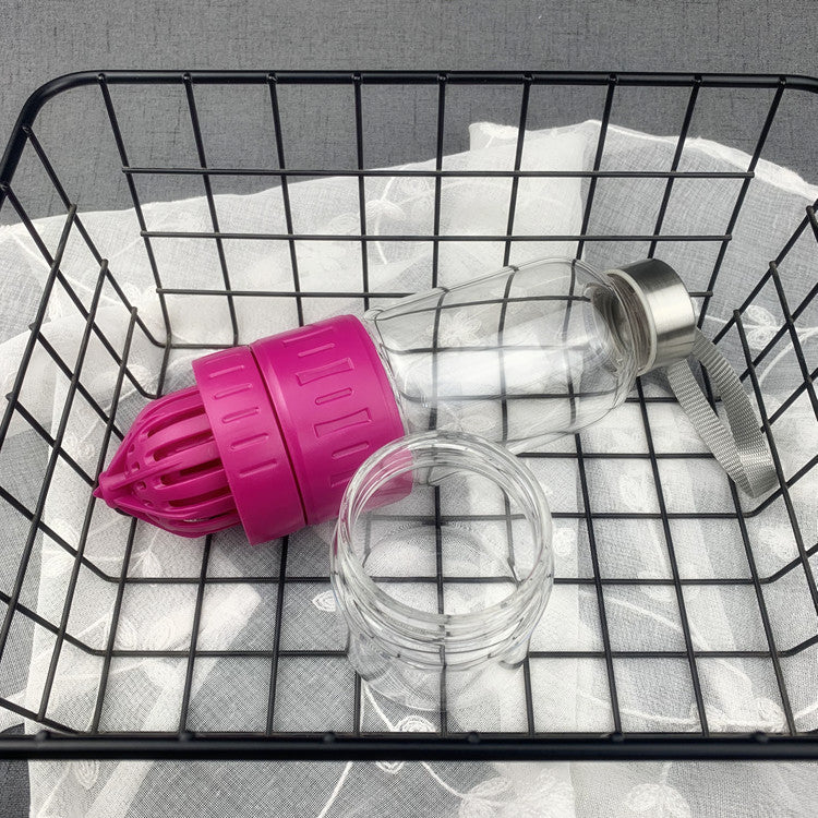 Glass Fruit Infuser Water Bottle with Stainless Steel Lid