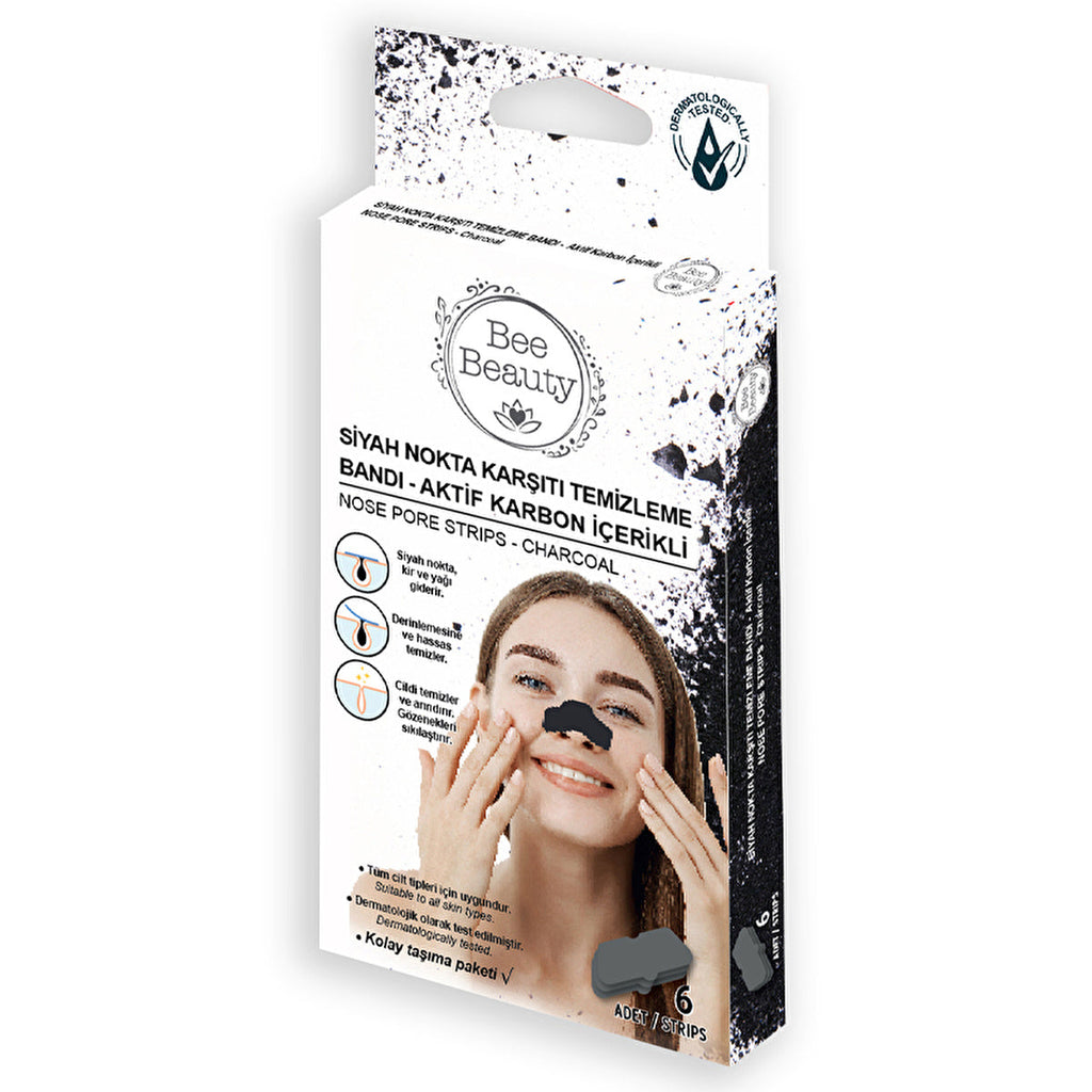Bee Beauty Active Charcoal Blackhead Strips 6 Pack - Deep Cleansing