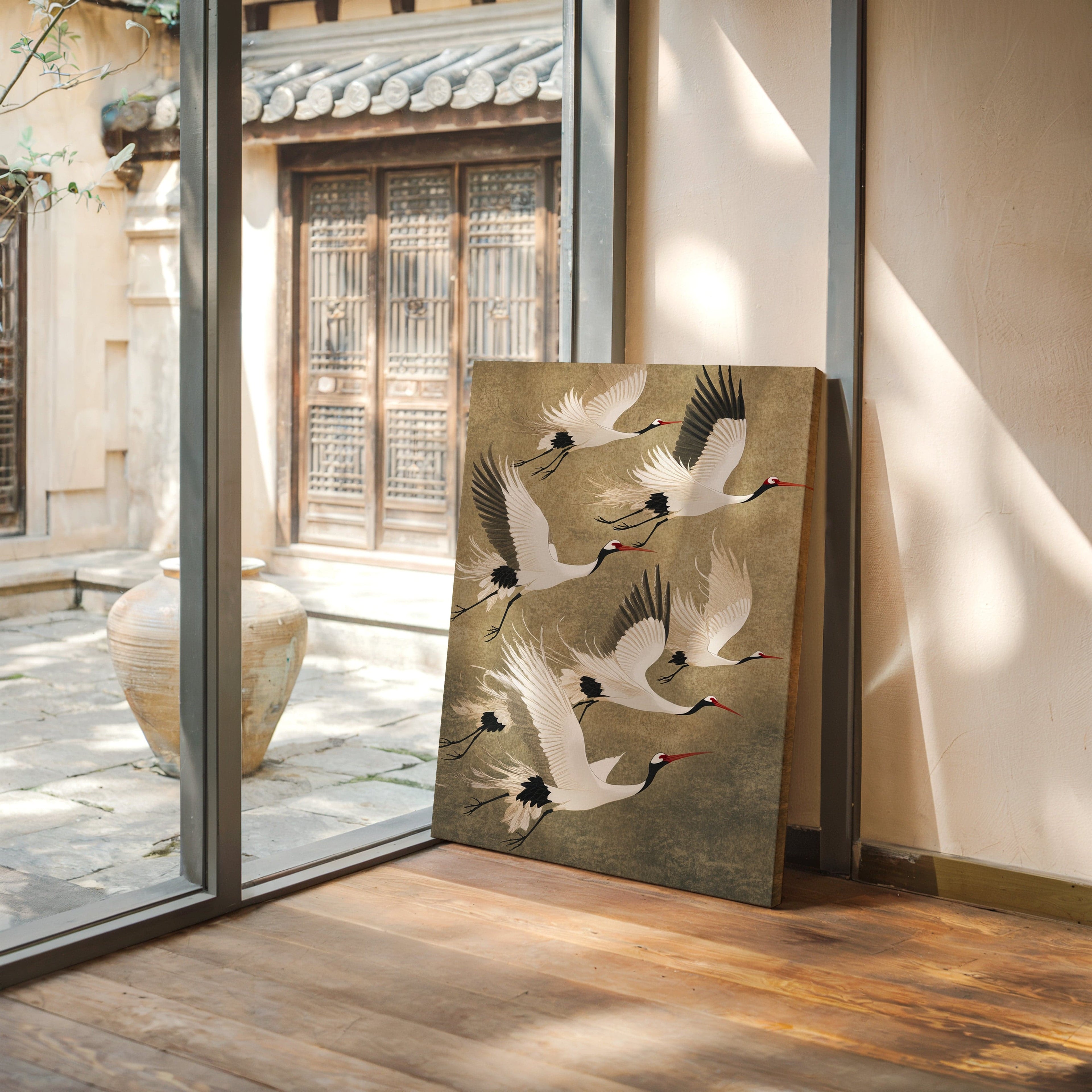 Elegant Japanese Crane Wall Art – Traditional Nature-Inspired Print