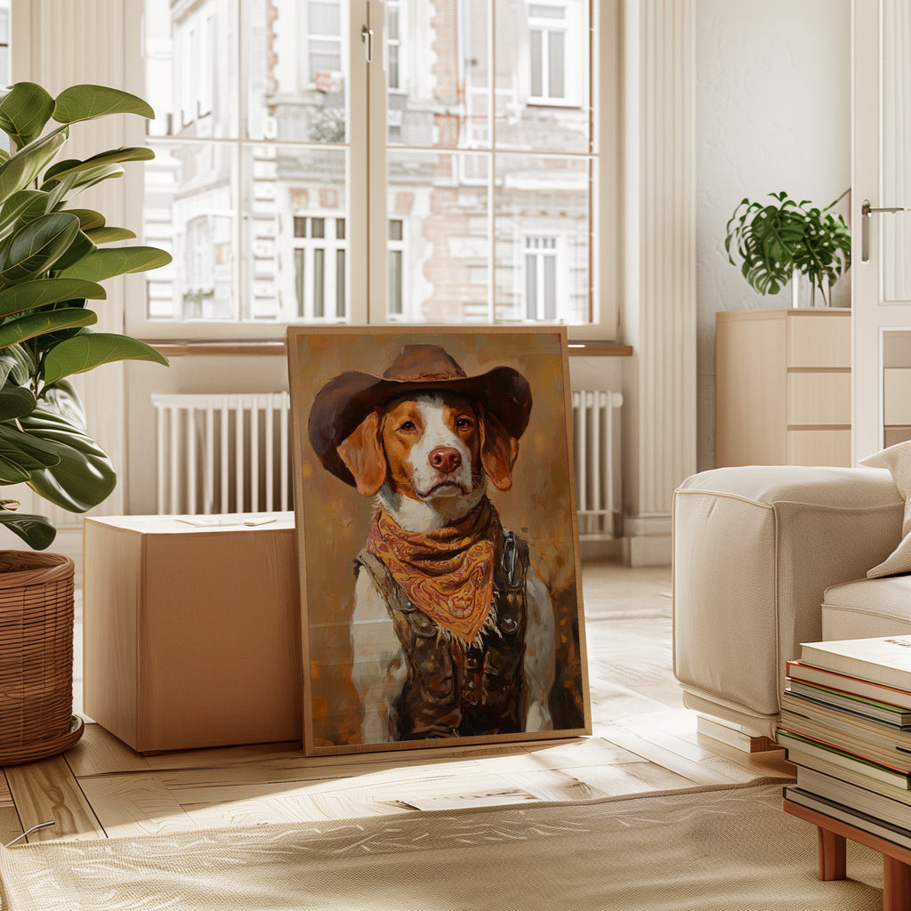 Brittany Spaniel Cowboy in Sunset Bandana