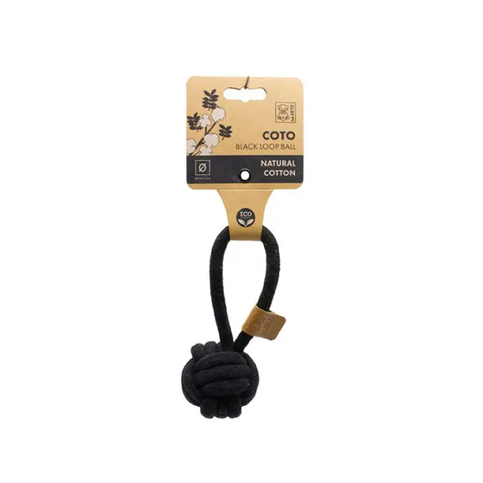 M-Pets Coto Braided Ball Dog Toy with Pull Handle Black 11cm