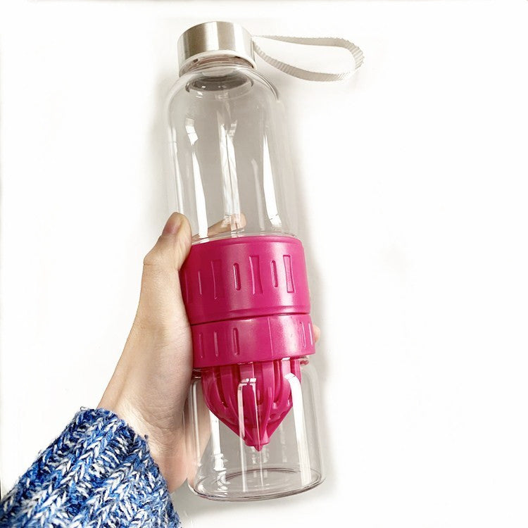 Glass Fruit Infuser Water Bottle with Stainless Steel Lid