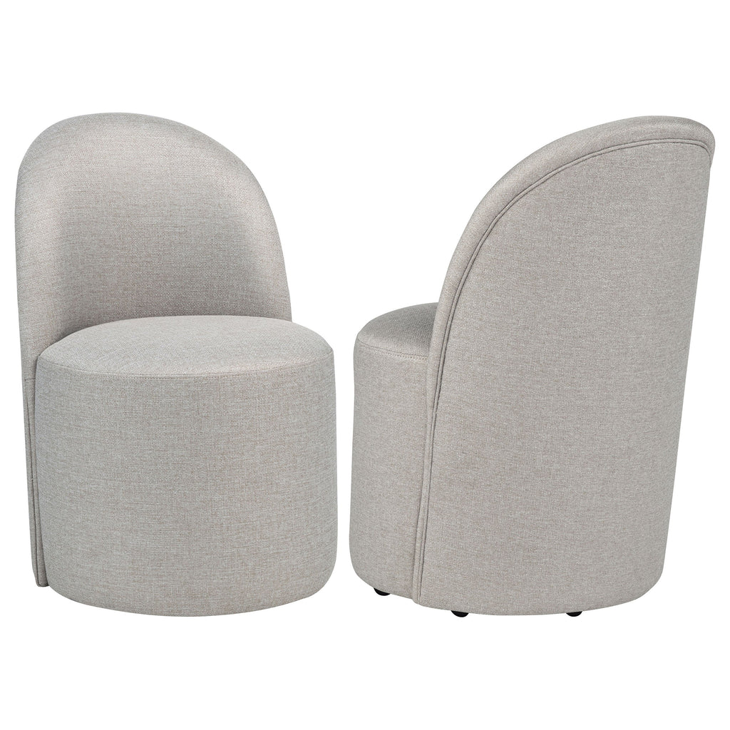 Aubrey Upholstered Barrel Dining Side Chair Beige (Set of 2)