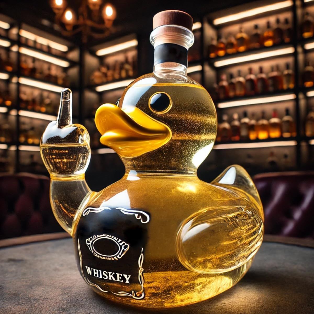 Funny Whiskey Duck Glass Bottle – Novelty Wine & Spirit Decanter