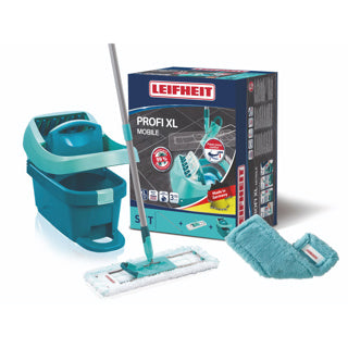 Leifheit profi xl complete floor wiper system - with wheels - micro duo cloth - extra static dust cloth - 42 cm wiping width