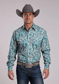 Stetson 2868 2 Pocket Paisley (Turquoise) - Men's Western Shirt
