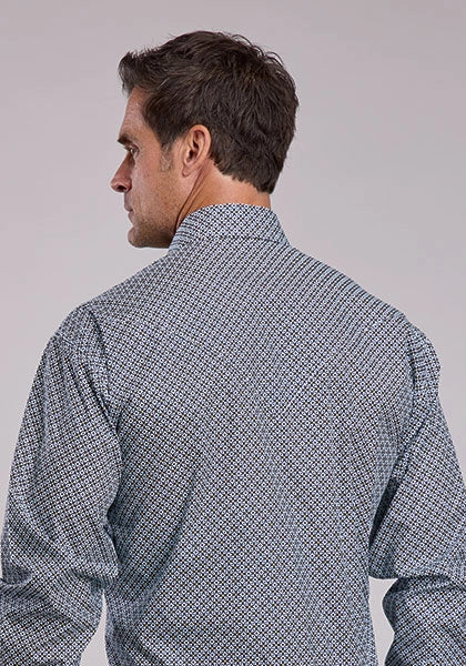 Stetson 2873 Navy Geo (Blue) - Men's Western Shirt