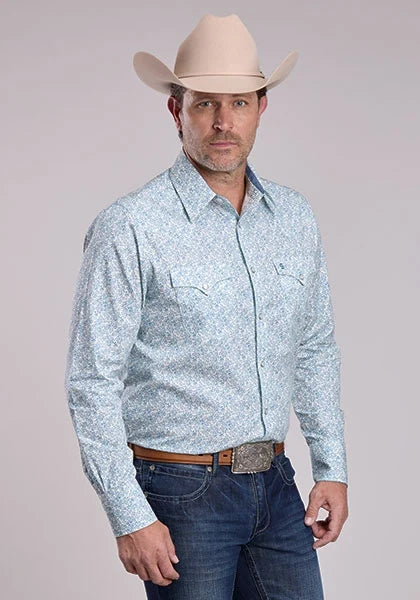 Stetson 3004 Victorian Floral (Blue) - Men's Western Shirt