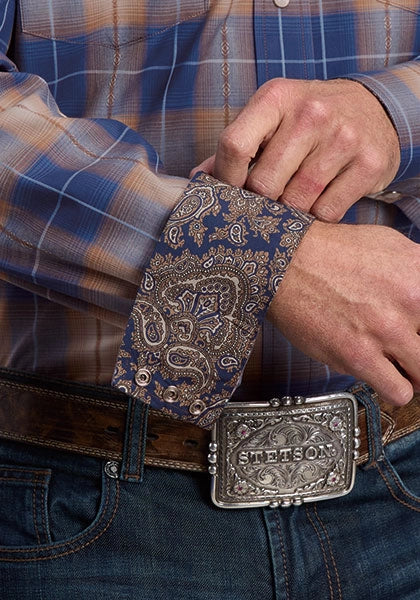 Stetson 3061 Sundown Dobby (Blue) - Men's Western Shirt