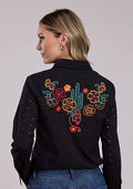 Stetson 2916 Eyelet Sleeves (Black) - Women's Western Shirt