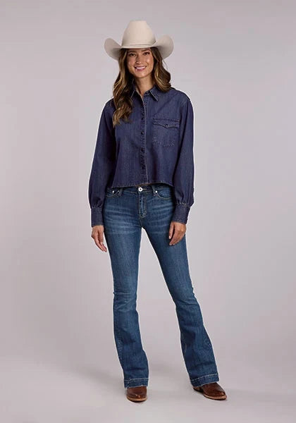 Stetson Cropped Denim (Blue) - Women's Western Shirt