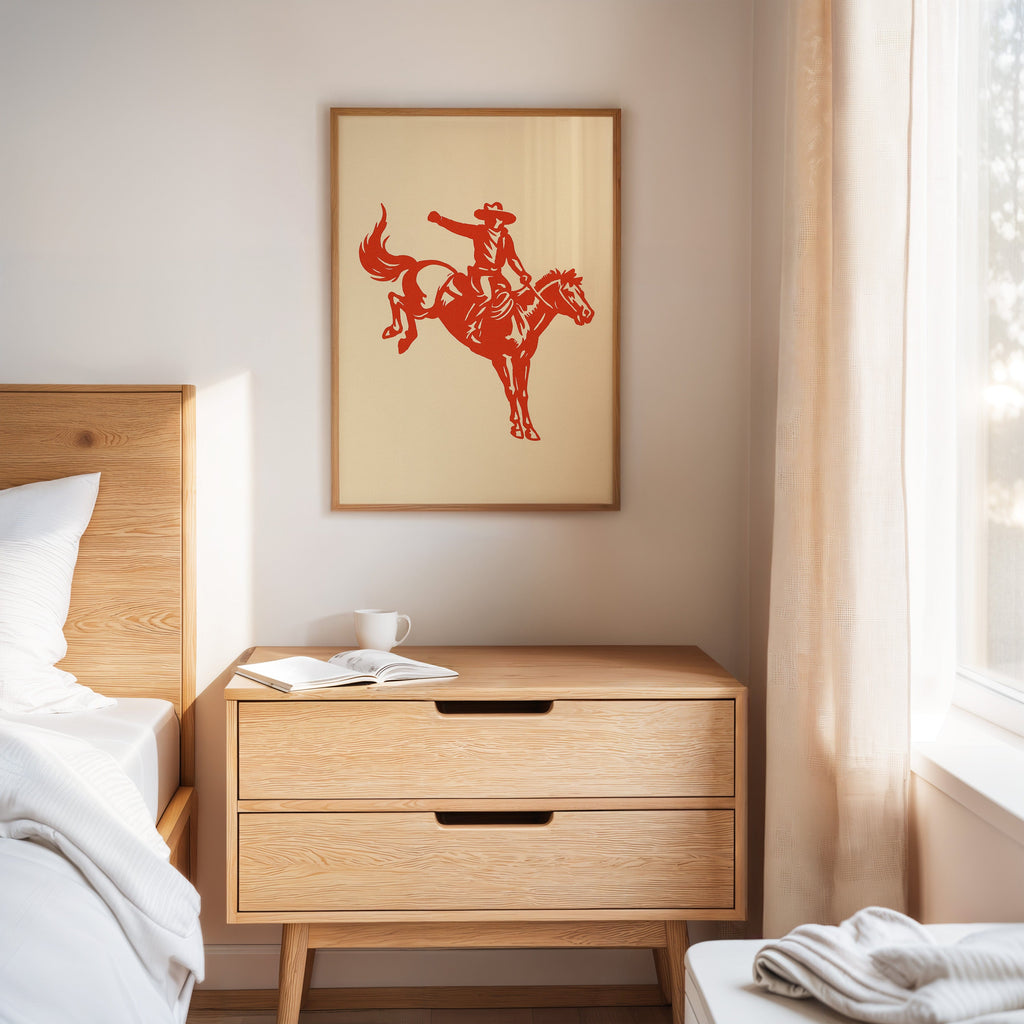 Retro Rodeo Cowboy Print