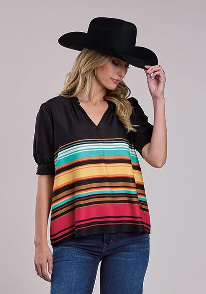 Stetson 2912 Border Print (Black) - Women's Blouse