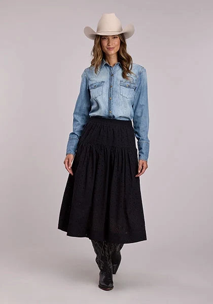 Stetson 2916 Lawn Eyelets (Black)  - Women's Skirt