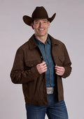Stetson Corduroy Look (Dark Brown) - Men's Leather Jean Jacket