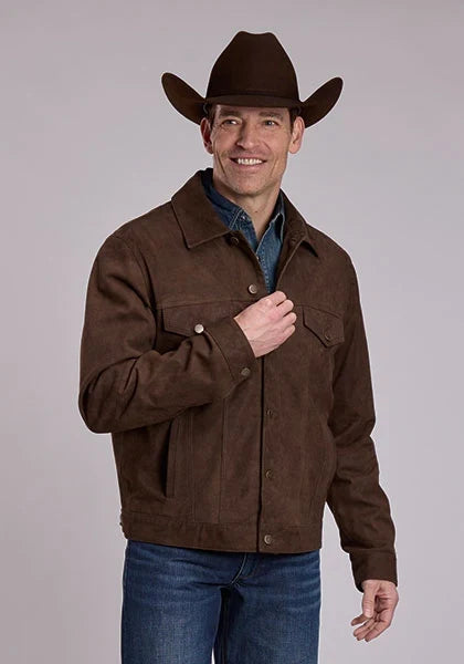 Stetson Corduroy Look (Dark Brown) - Men's Leather Jean Jacket