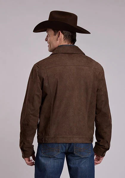 Stetson Corduroy Look (Dark Brown) - Men's Leather Jean Jacket