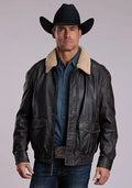 Stetson Antique Aviator (Black) - Men's Leather Bomber Jacket