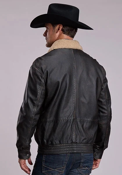 Stetson Antique Aviator (Black) - Men's Leather Bomber Jacket