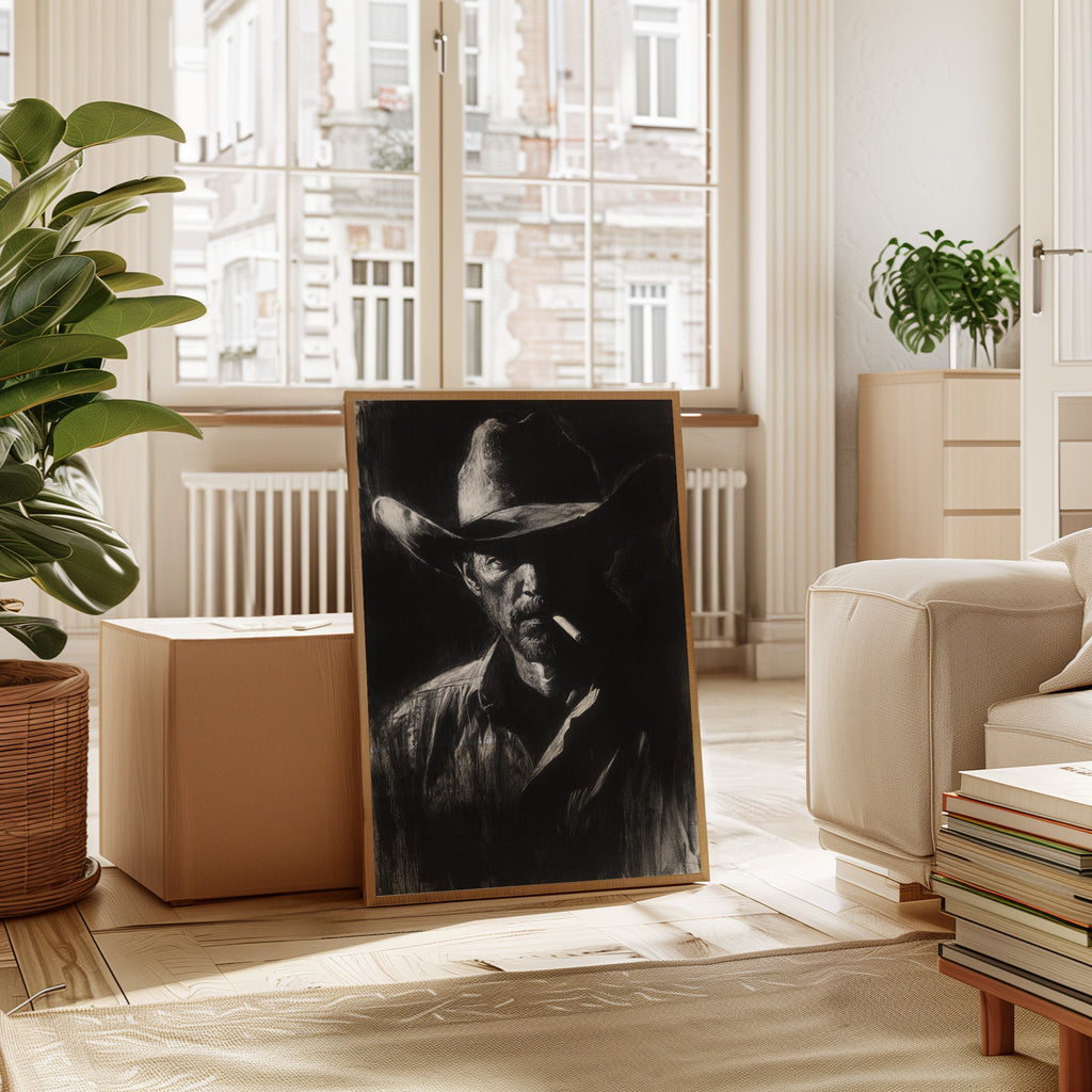 Midnight Cowboy in Charcoal Shadows
