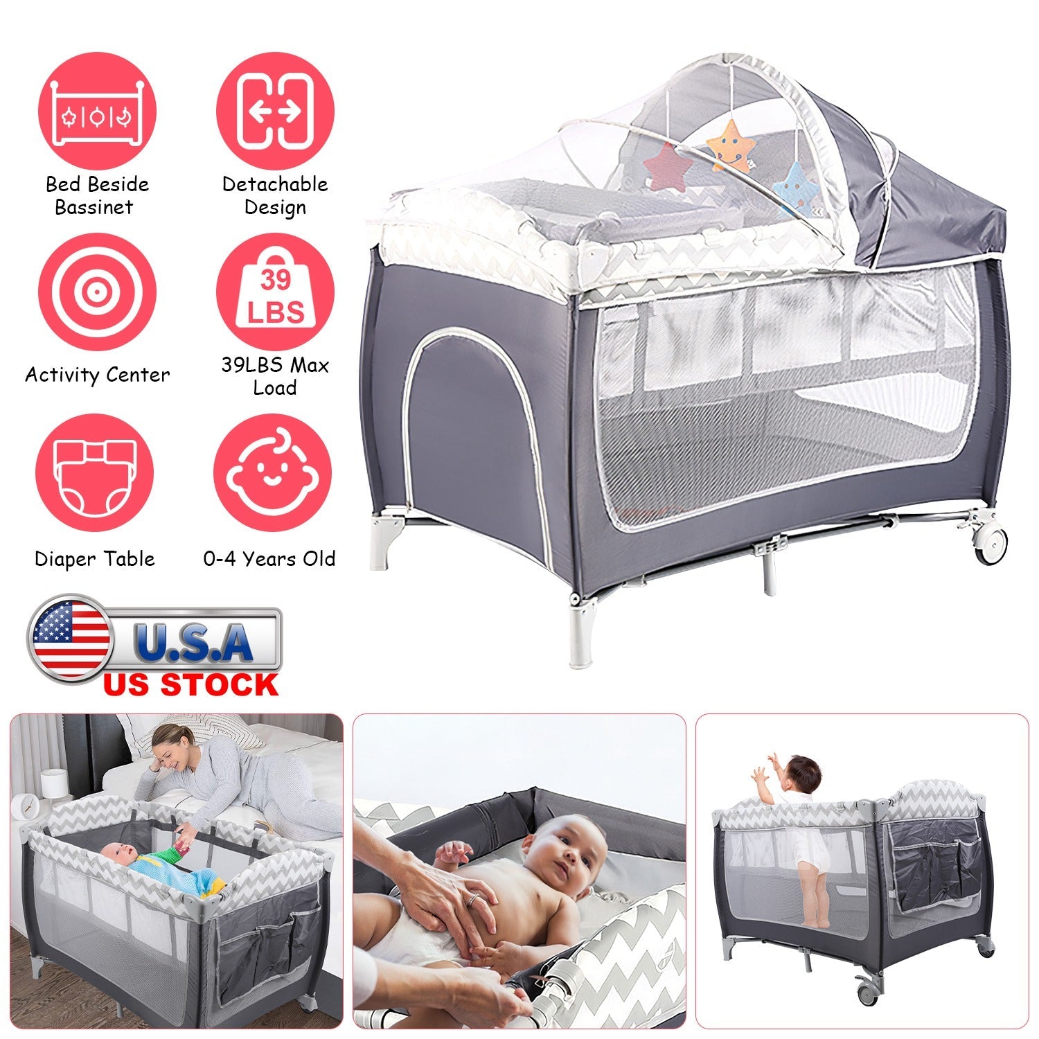GBruno Portable Baby Crib