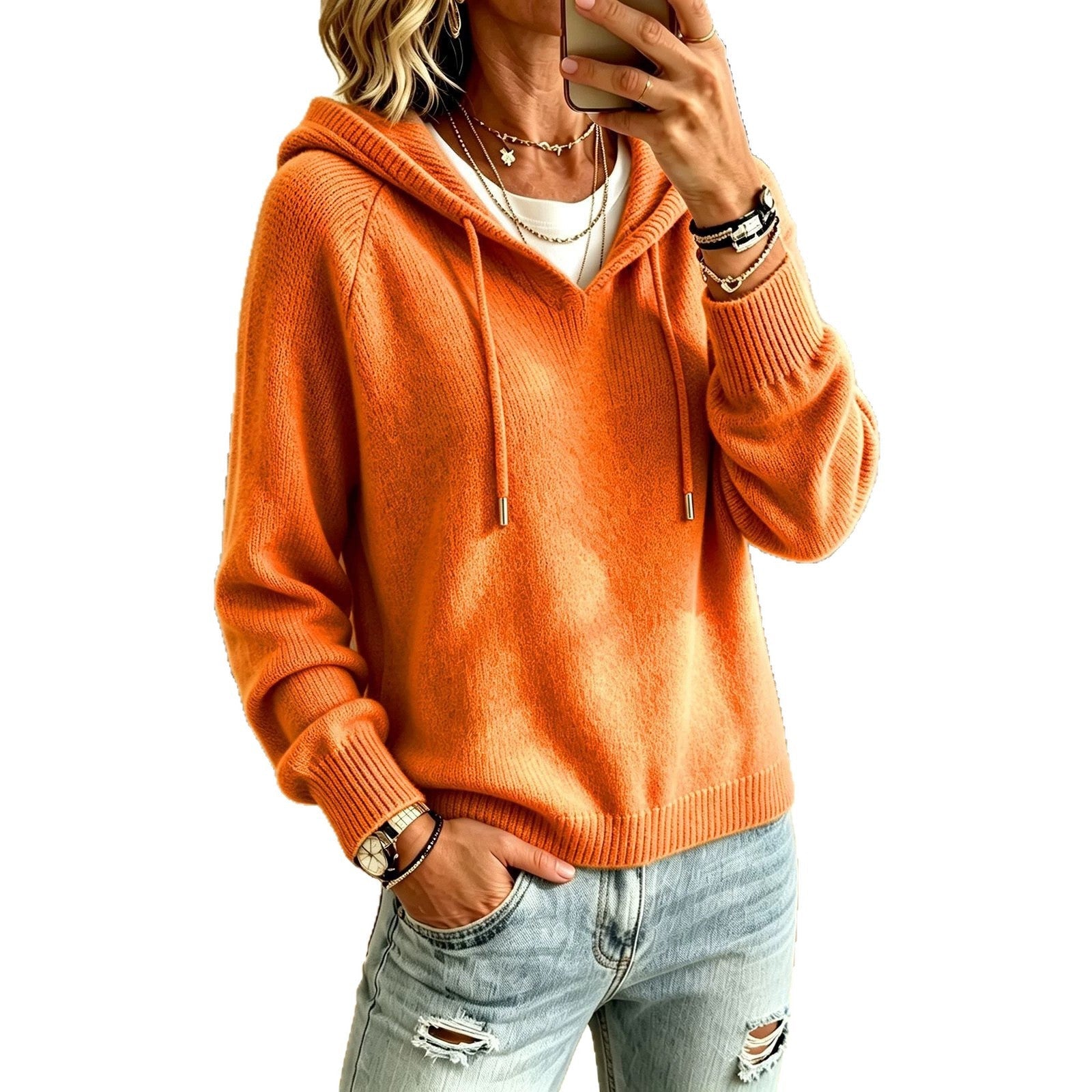Women’s Casual Hooded Warm Pullover Sweater – 8 Colors