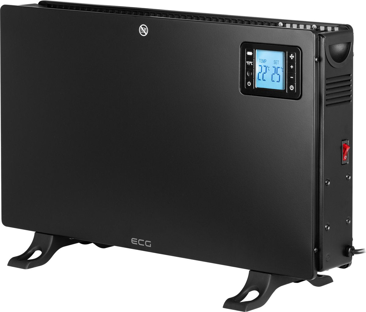 ECG tk 2080 dr black - hot air convector heater - thermostat - 3 power settings 750 1250 2000 w - turbo