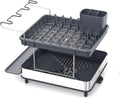 Joseph joseph excel 2-layer stainless steel dish rack - compact drying rack with glass holder cutlery tray