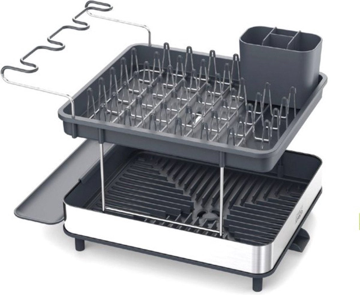Joseph joseph excel 2-layer stainless steel dish rack - compact drying rack with glass holder cutlery tray