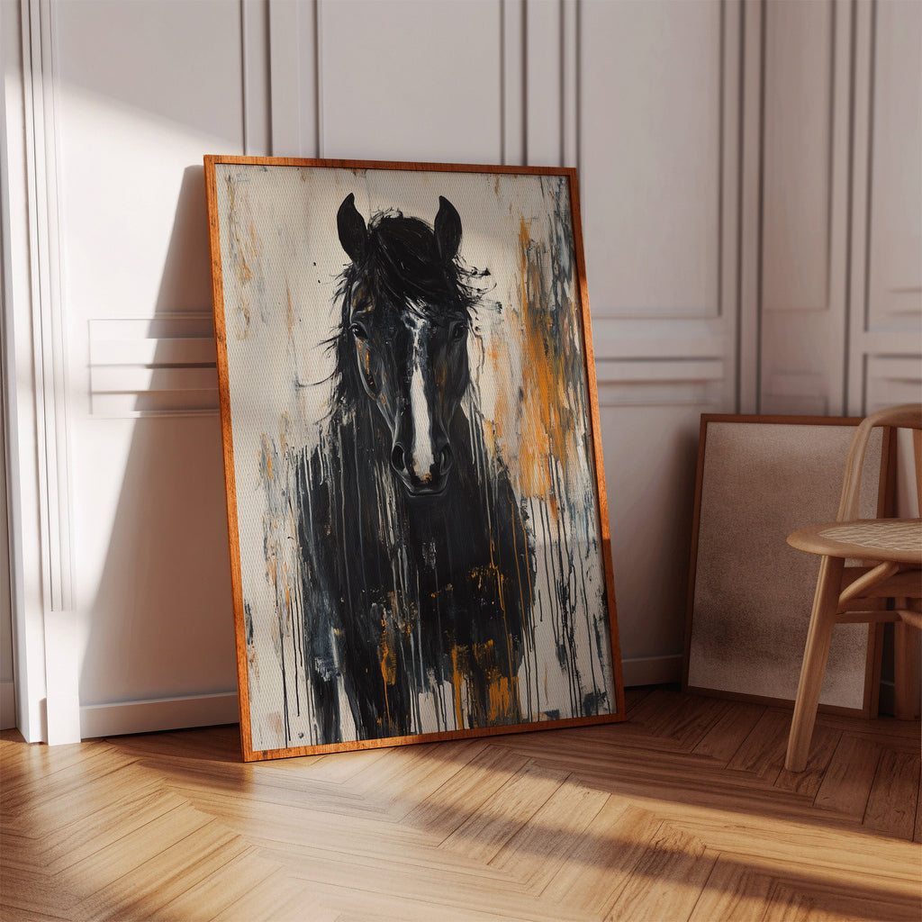 Fierce Stallion in Amber Rain