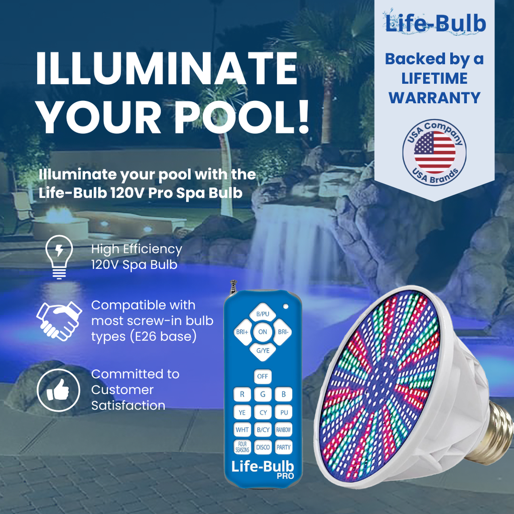 Life-Bulb PRO Color LED Spa Bulb (E26 Base) | Replaces Pentair Amerlite & Hayward AstroLite (120V / 40W) | Lifetime Replacement Program