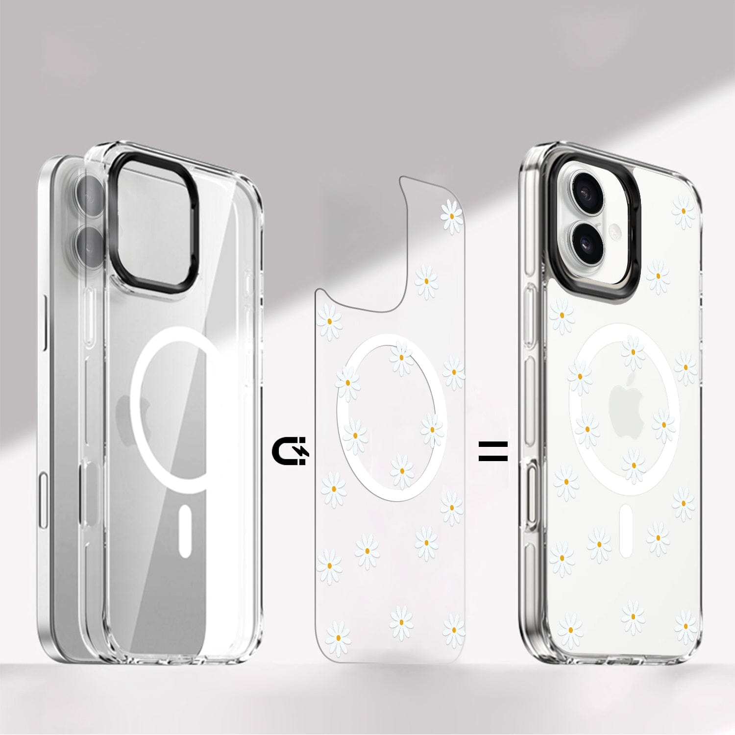 iPhone 16 Floral Design Case with Swappable Back - Wireless Charging | Inspire Series