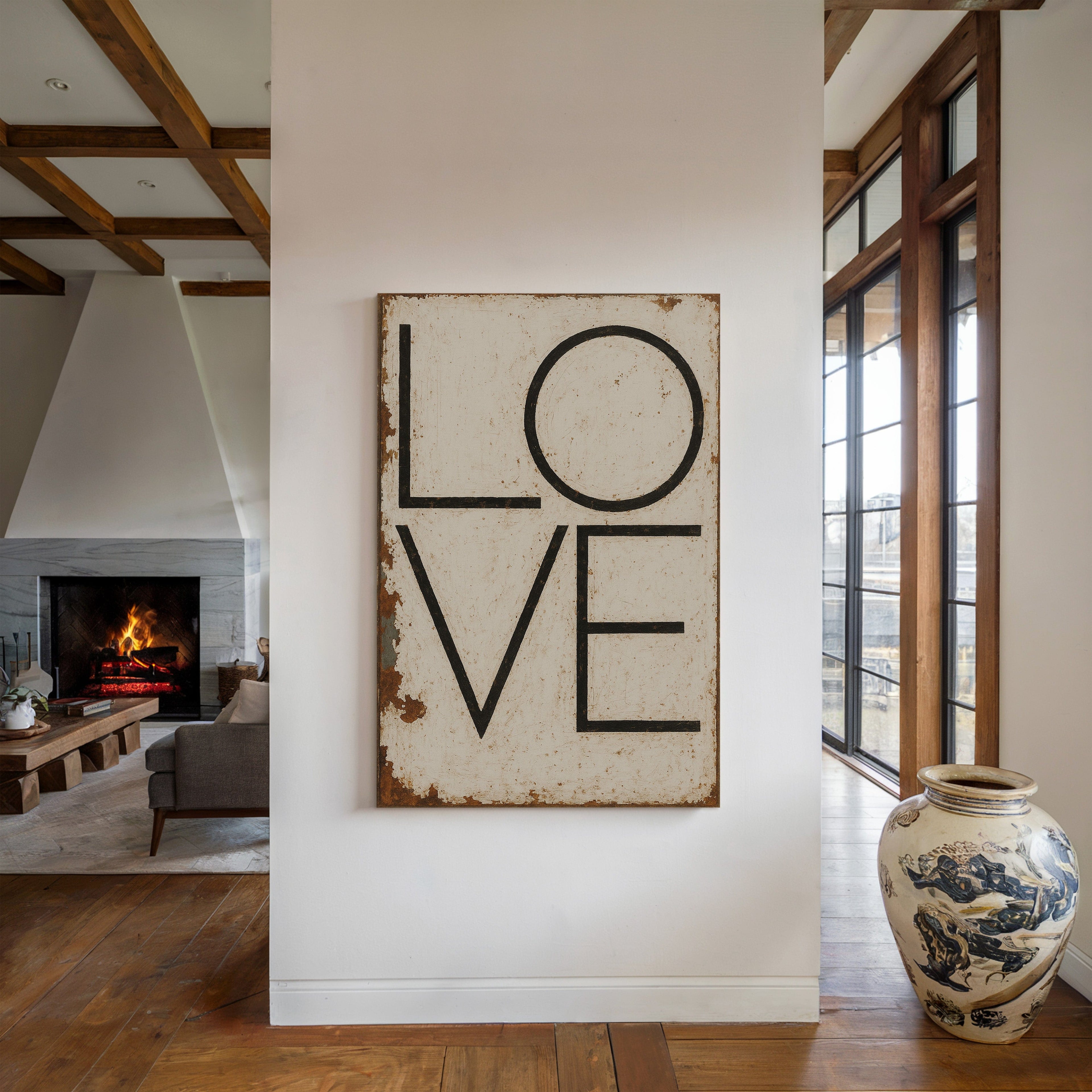 Vintage Modern LOVE Typography Canvas Print