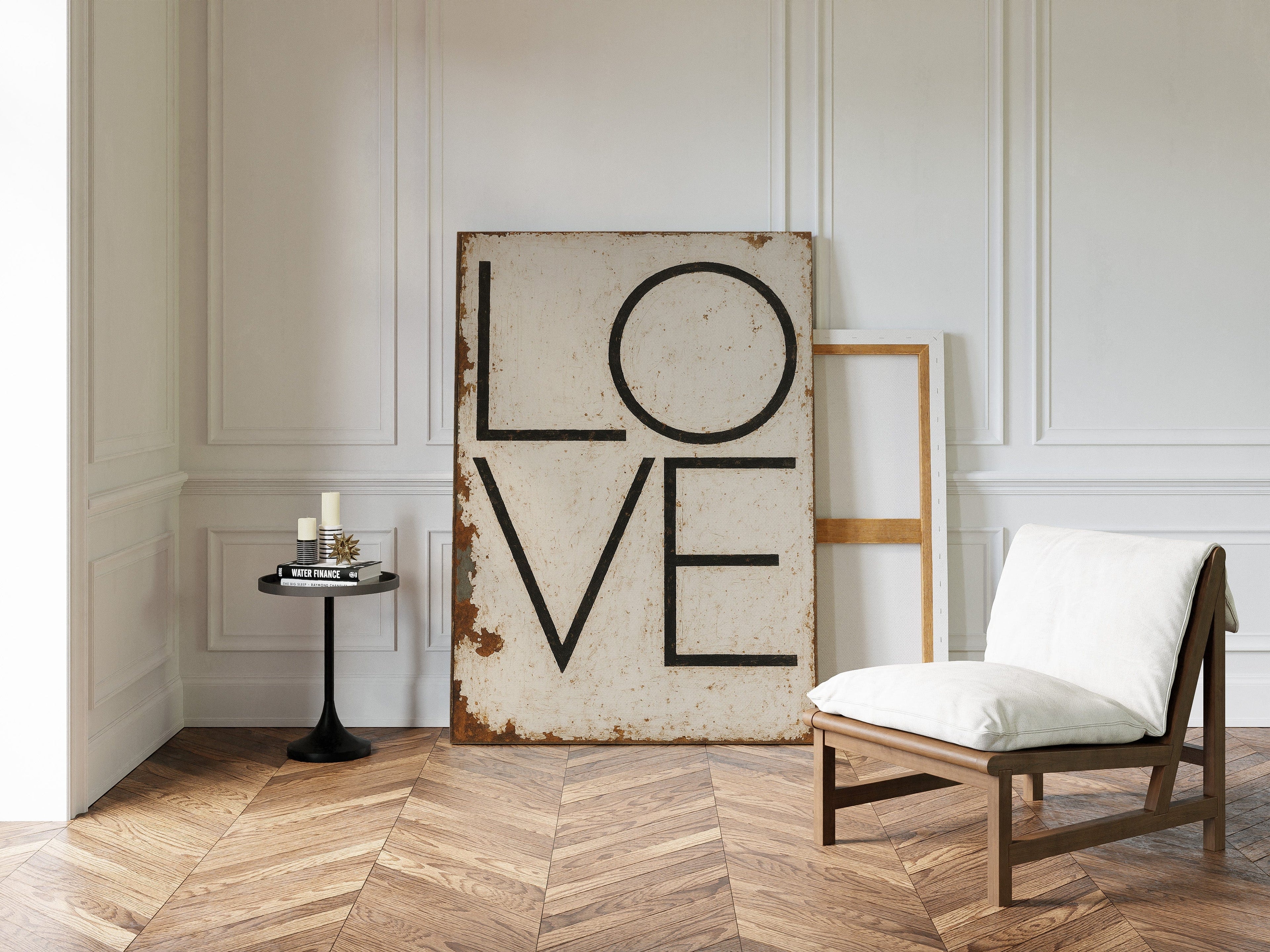 Vintage Modern LOVE Typography Canvas Print