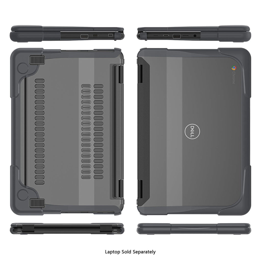 DualShock Laptop Case for Dell 3120/3110/3100 Clamshell & 2-in-1 Chromebook - Gray/Clear