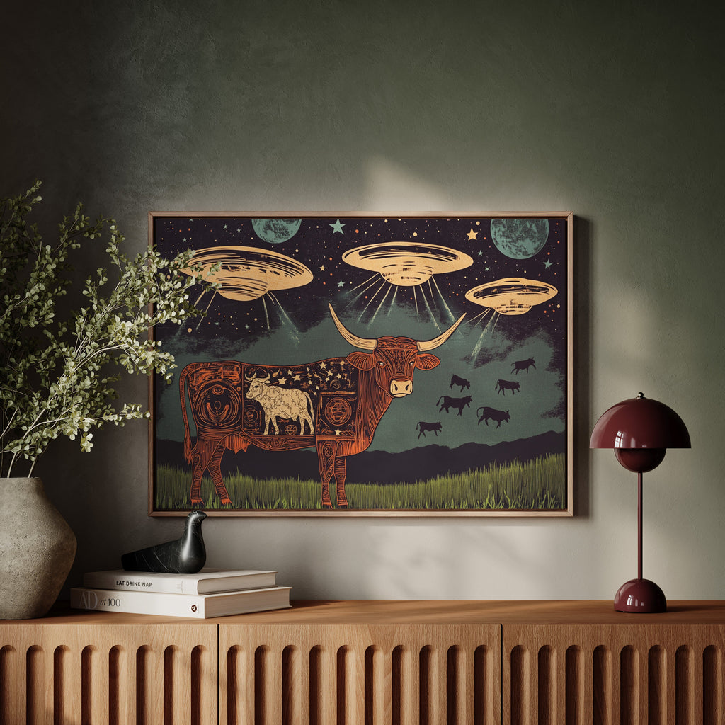 Alien Engraving on the Cosmic Cow