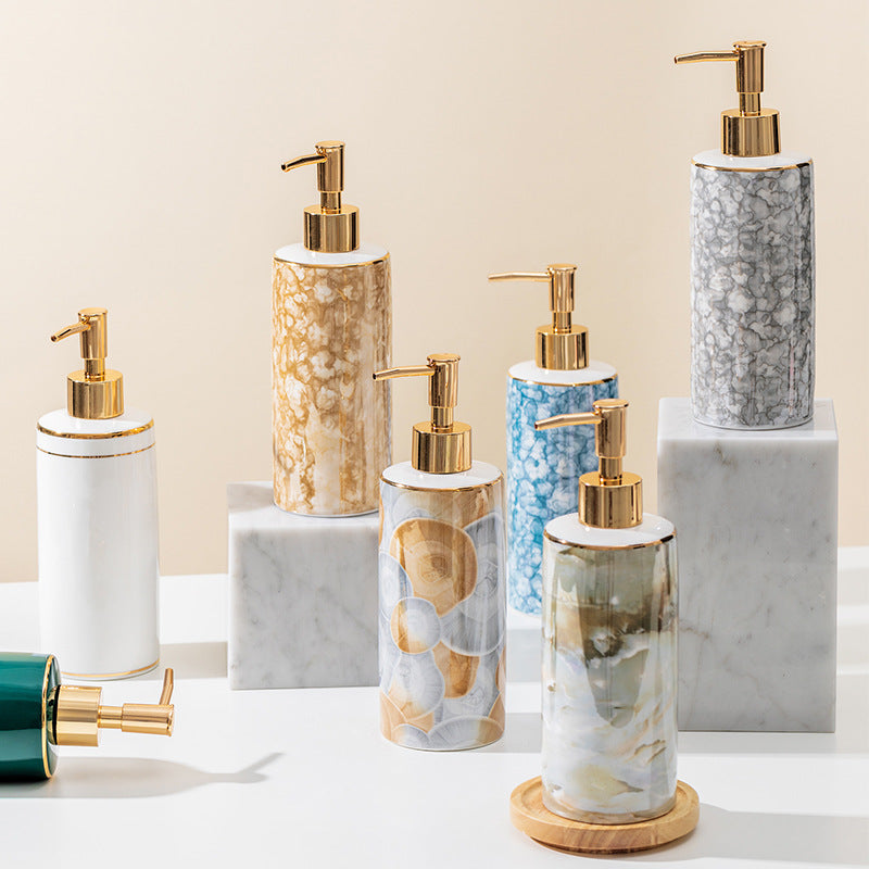 Ceramic Lotion & Soap Dispenser Bottle 390ml | Gemstone Patterns